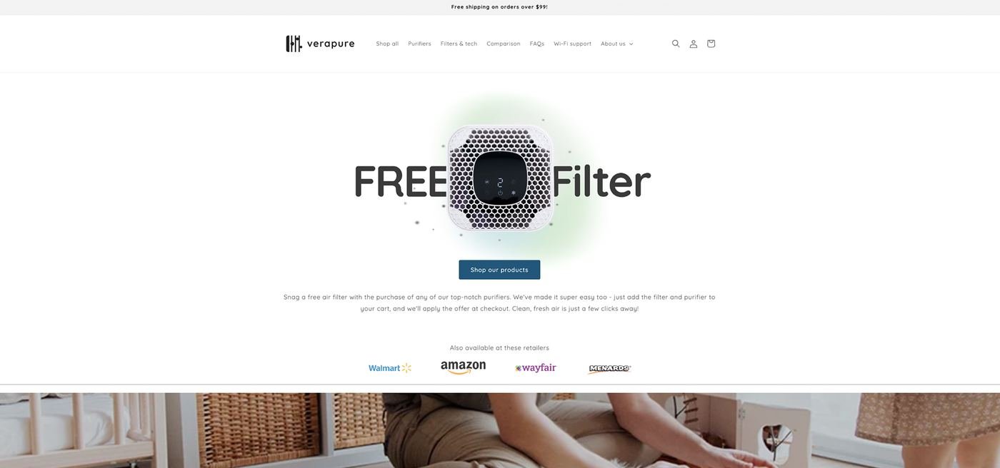 Verapure storefront screenshot